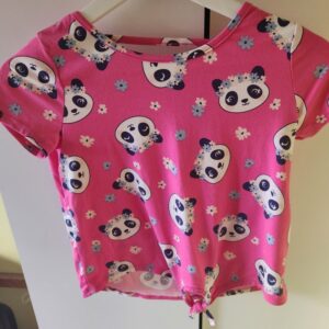 Roze Panda T-shirt met strik, maat 152 (12 jaar), merk Btween